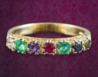 Victorian Style Acrostic Eternity Ring Spells Dearest 9ct Gold