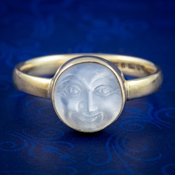 Victorian Style Man In The Moon Moonstone Ring