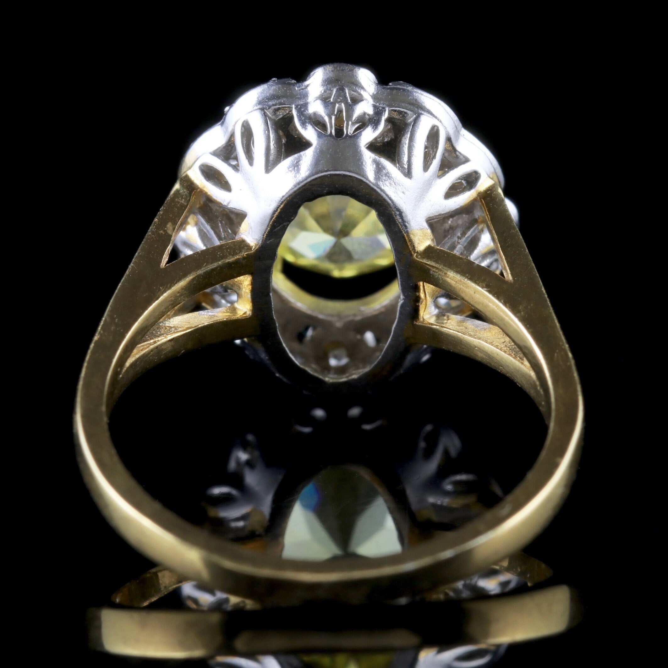 Yellow Quartz Cluster Ring 18ct Gold Silver