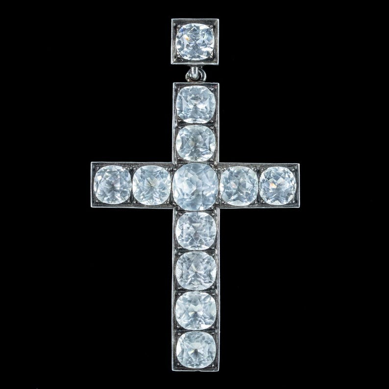 Antique Georgian Paste Cross Pendant Silver - Etsy