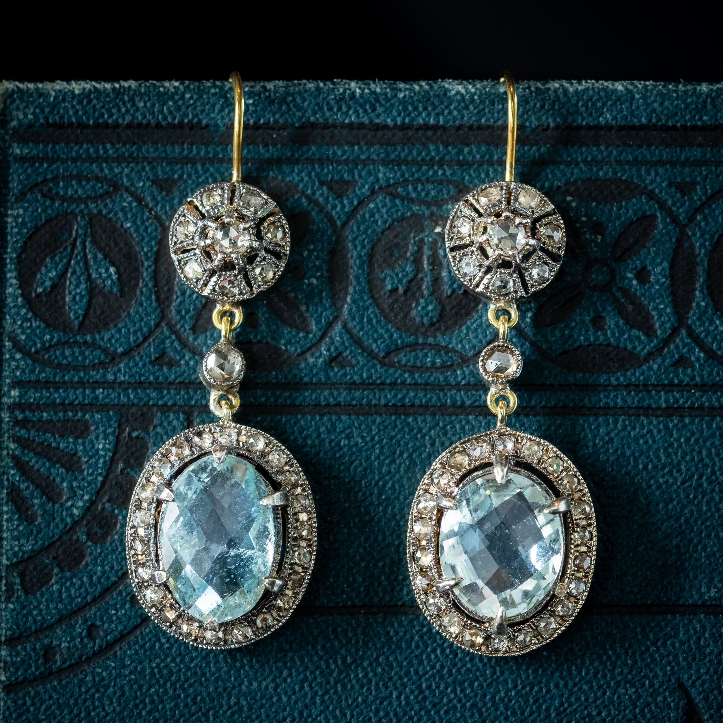 Antique Sapphire and Aquamarine Earrings