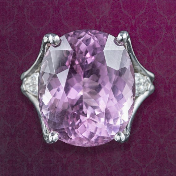Pink Kunzite Diamond Cocktail Ring 12ct Kunzite