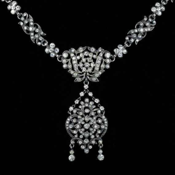 Antique Victorian Silver Paste Necklace 1880