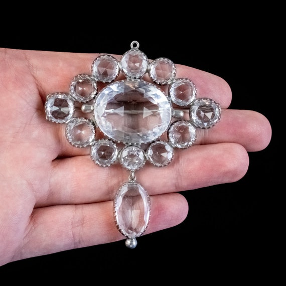 Antique Victorian Rock Crystal Brooch Silver Circ… - image 5