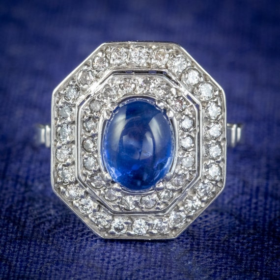 Art Deco Sapphire Diamond Cluster Ring 18ct Gold 1.50ct - Etsy UK