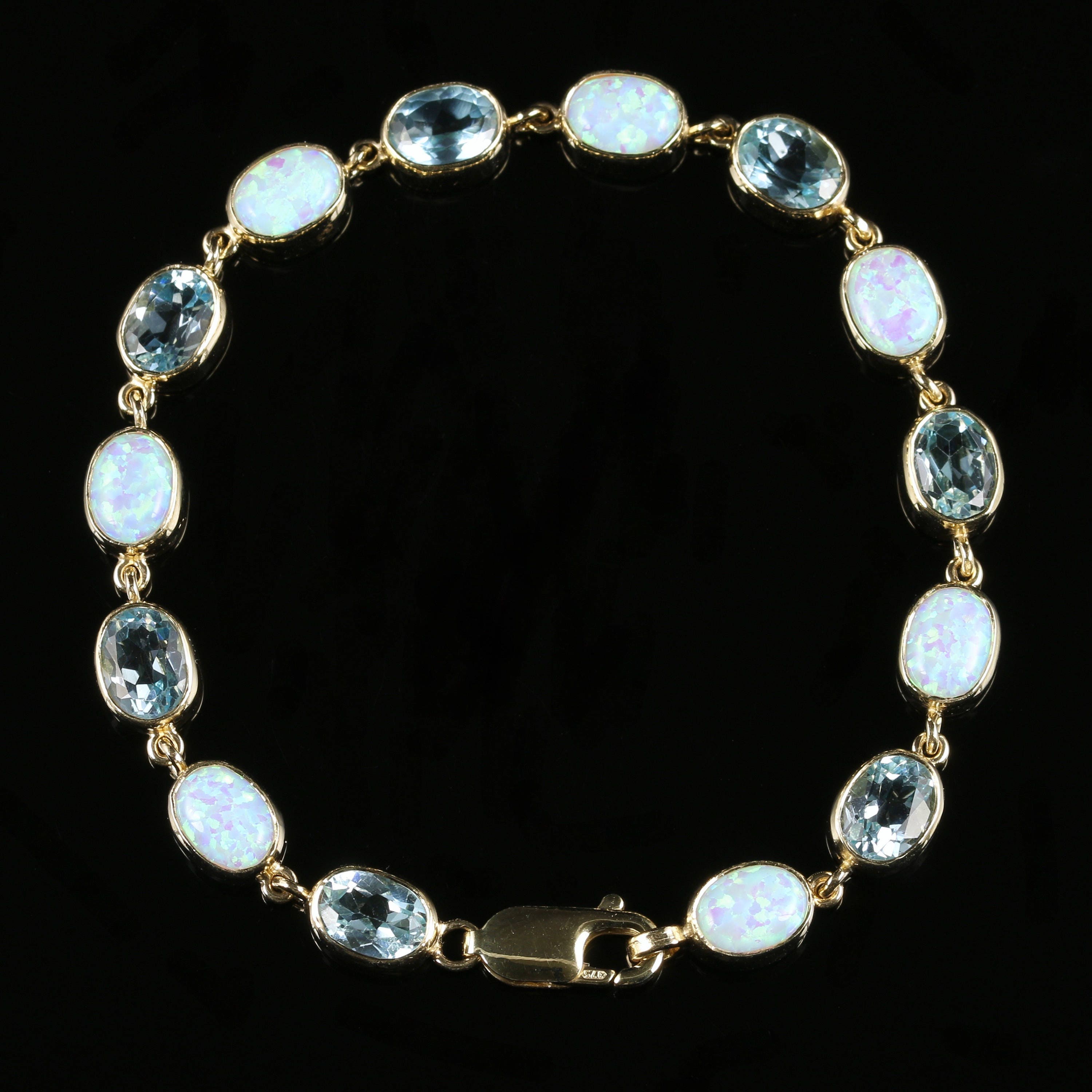 Blue Topaz and Opal Bracelet 9ct Gold | Etsy
