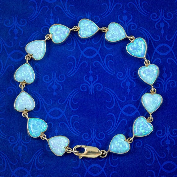 Opal Heart Bracelet 9ct Yellow Gold