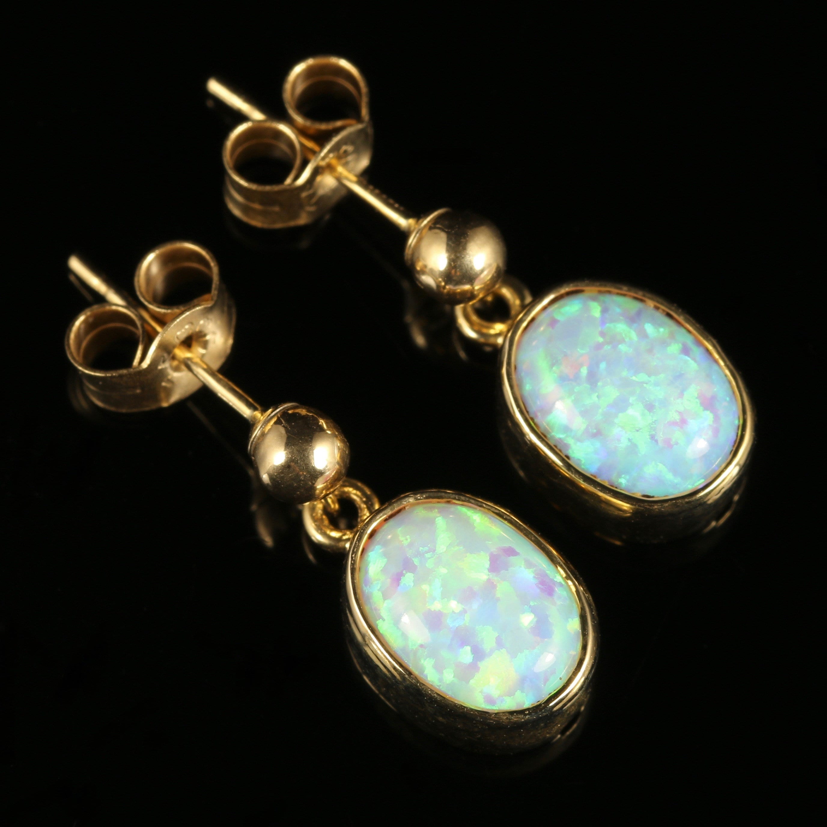 Opal Gold Drop Earrings 9ct Yellow Gold