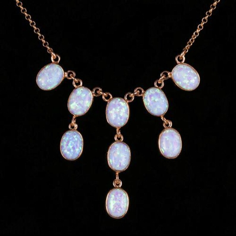 Opal Drop Necklace 9ct Rose Gold Etsy