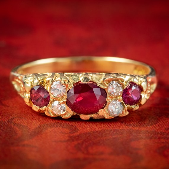 Vintage Ruby Diamond Ring 0.50ct Of Ruby Dated 1975
