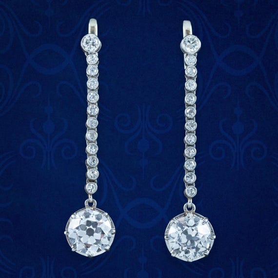 Art Deco Style Lab Grown Diamond Drop Earrings 5.85ct Total