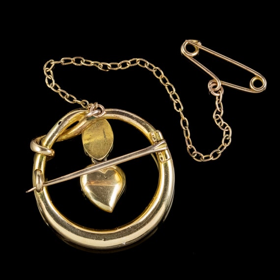 Antique Victorian Snake Brooch Diamond Eyes Pearl… - image 4