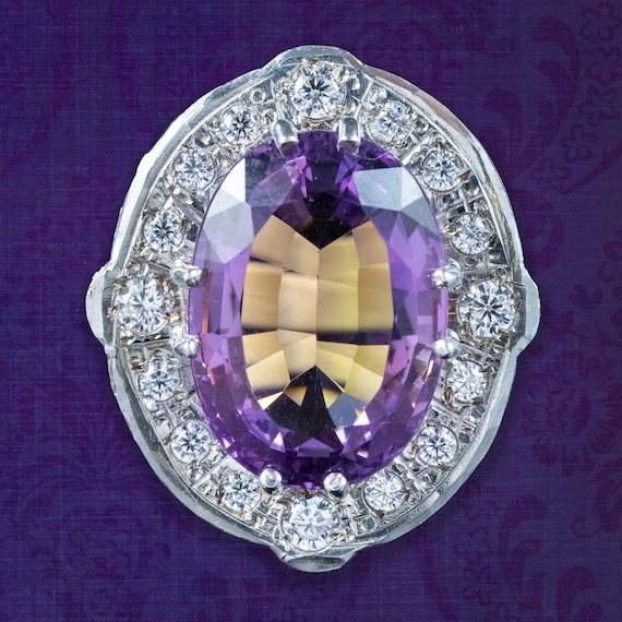Edwardian Style Amethyst CZ Cocktail Ring 8.5ct Amethyst