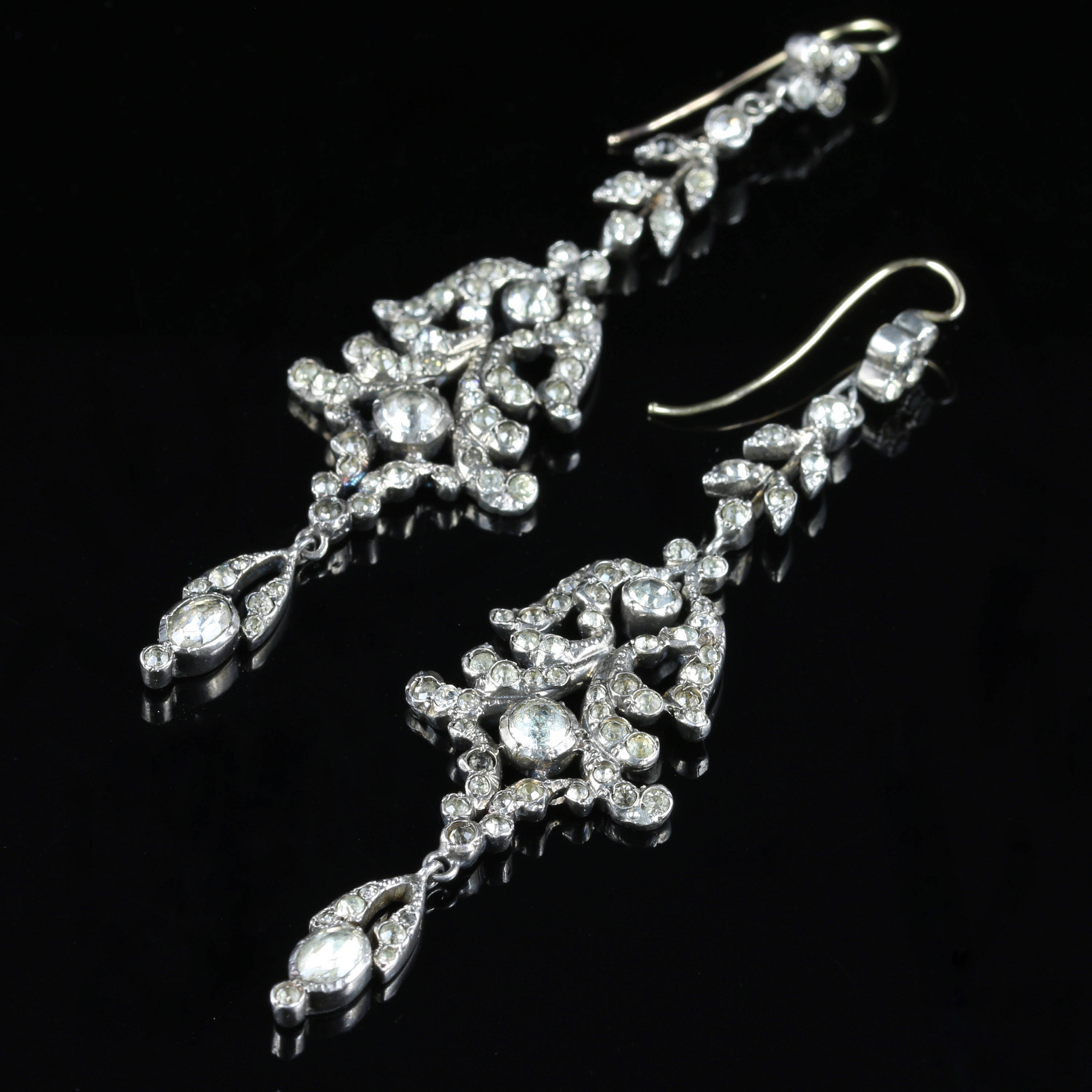 Long Paste Silver Earrings
