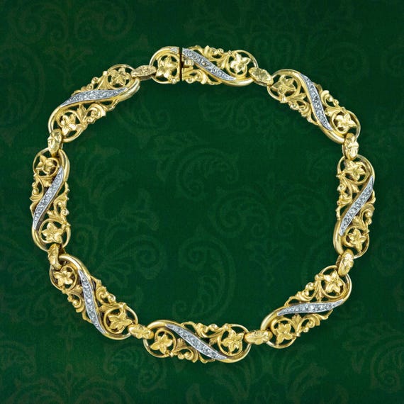 Antique Victorian French Diamond Bracelet 18ct Gold