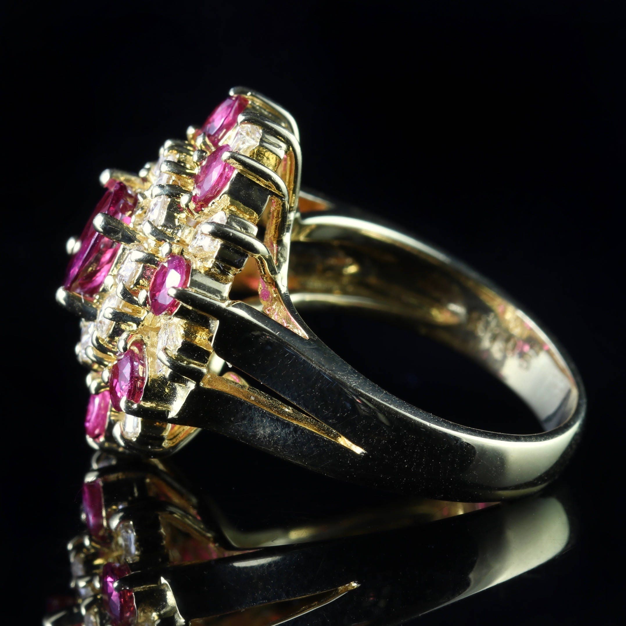 Vintage Style Ruby And Diamond Cluster Ring