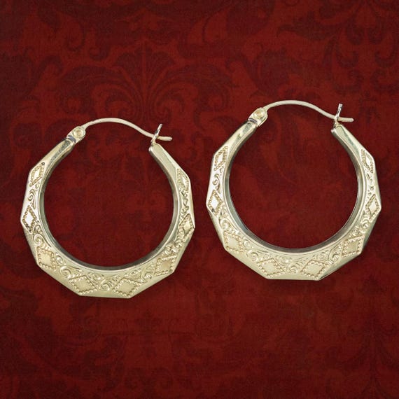 Vintage Creole Hoop Earrings 9ct Gold