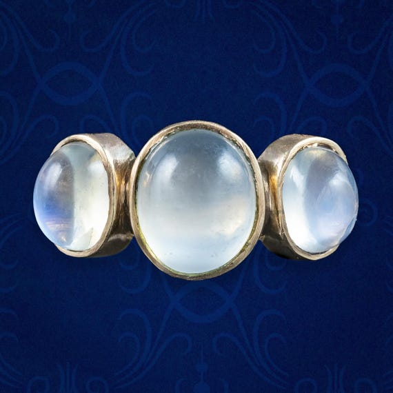 Antique Victorian Moonstone Trilogy Ring