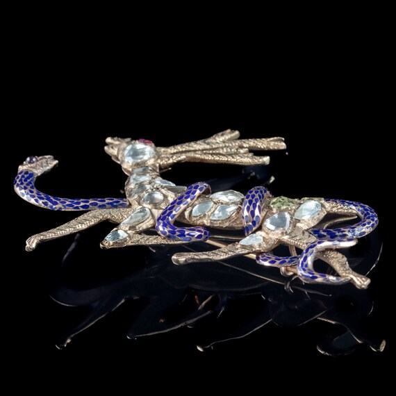 Antique Victorian French Diamond Stag And Snake B… - image 4