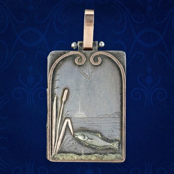 Antique Victorian Silver Fish Locket Pendant Circa 1880