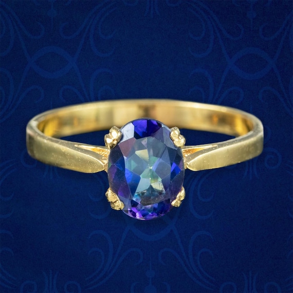 Victorian Style Mystic Topaz Solitaire Ring
