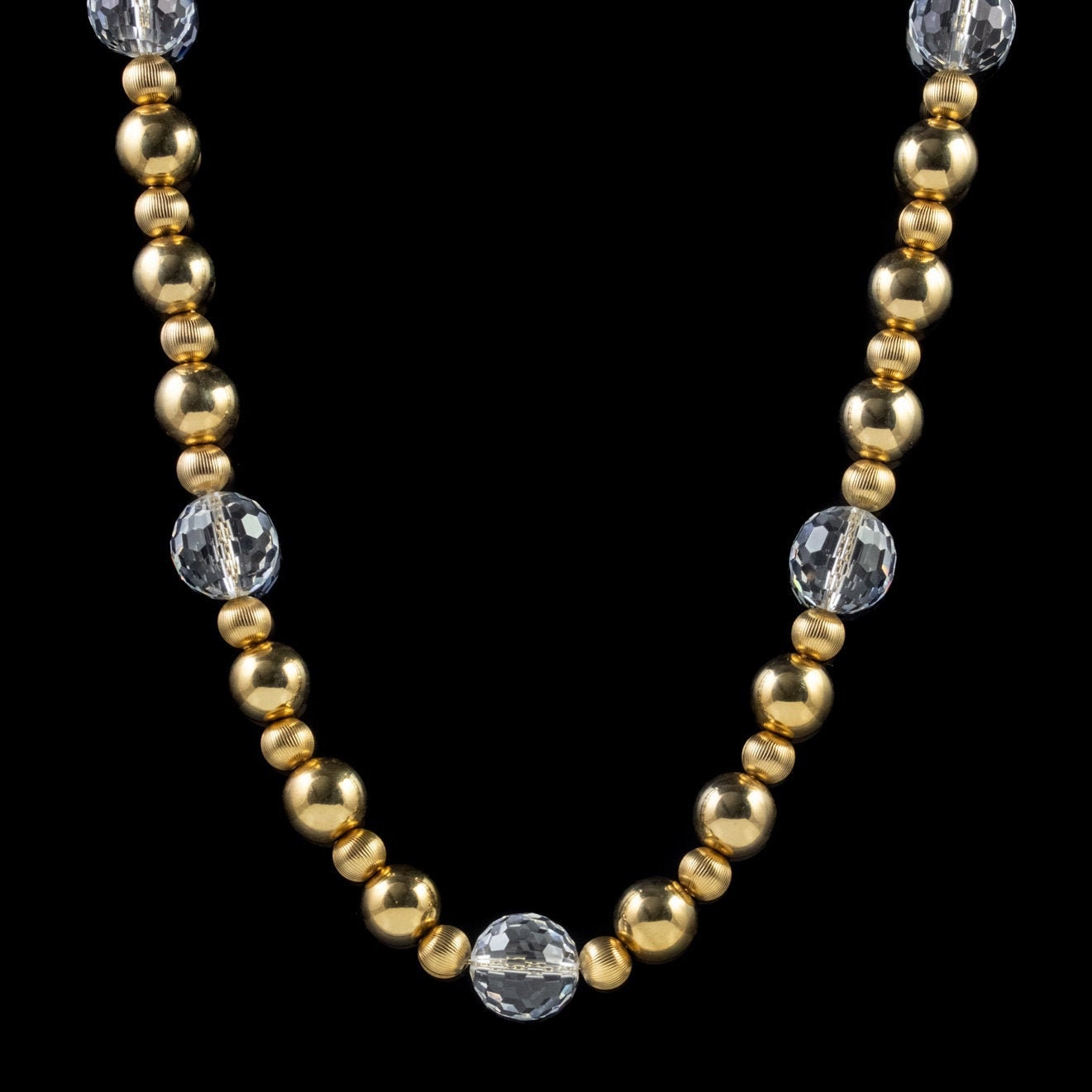 Vintage Beaded Necklace 18ct Gold Gilt Glass Crystal
