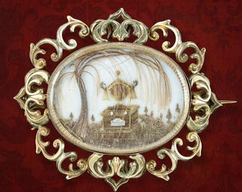 Antique Georgian Memento Mori Mourning Brooch 18ct Gold