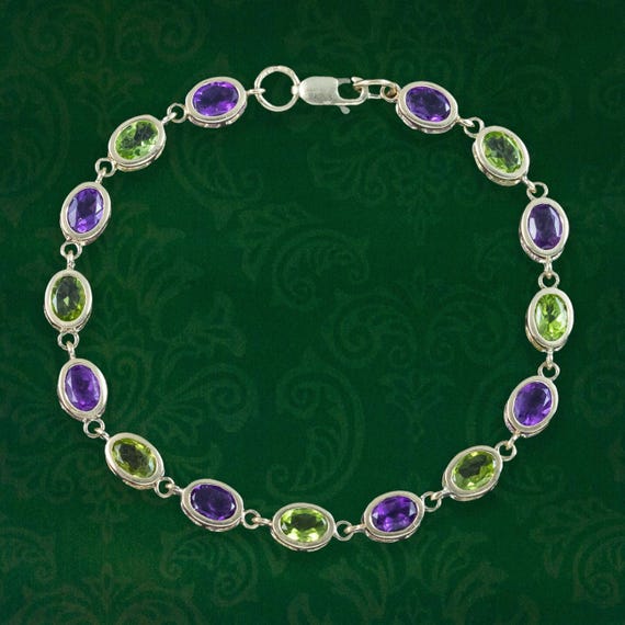 Amethyst Peridot Bracelet 9ct Gold