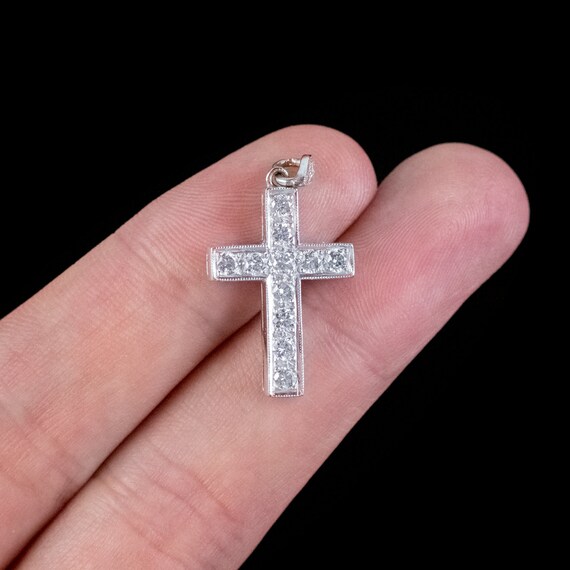 Diamond Cross Pendant 18ct White Gold 0.90ct of Diamond
