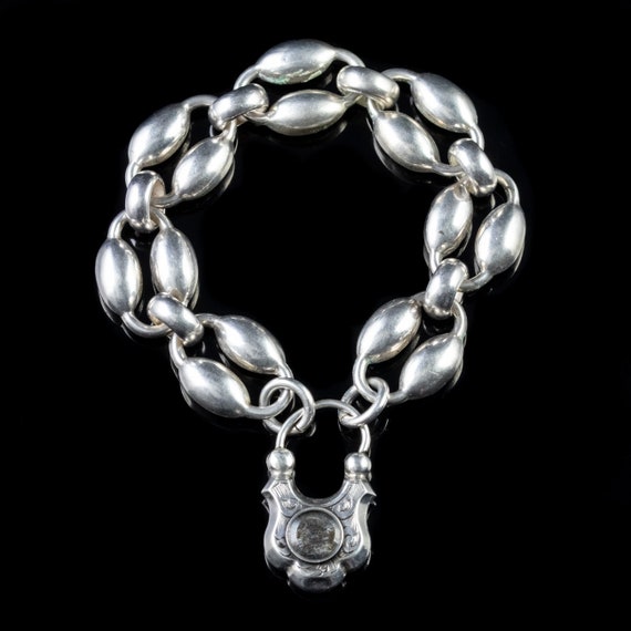 Antique Victorian Locket Bracelet Silver Circa 190