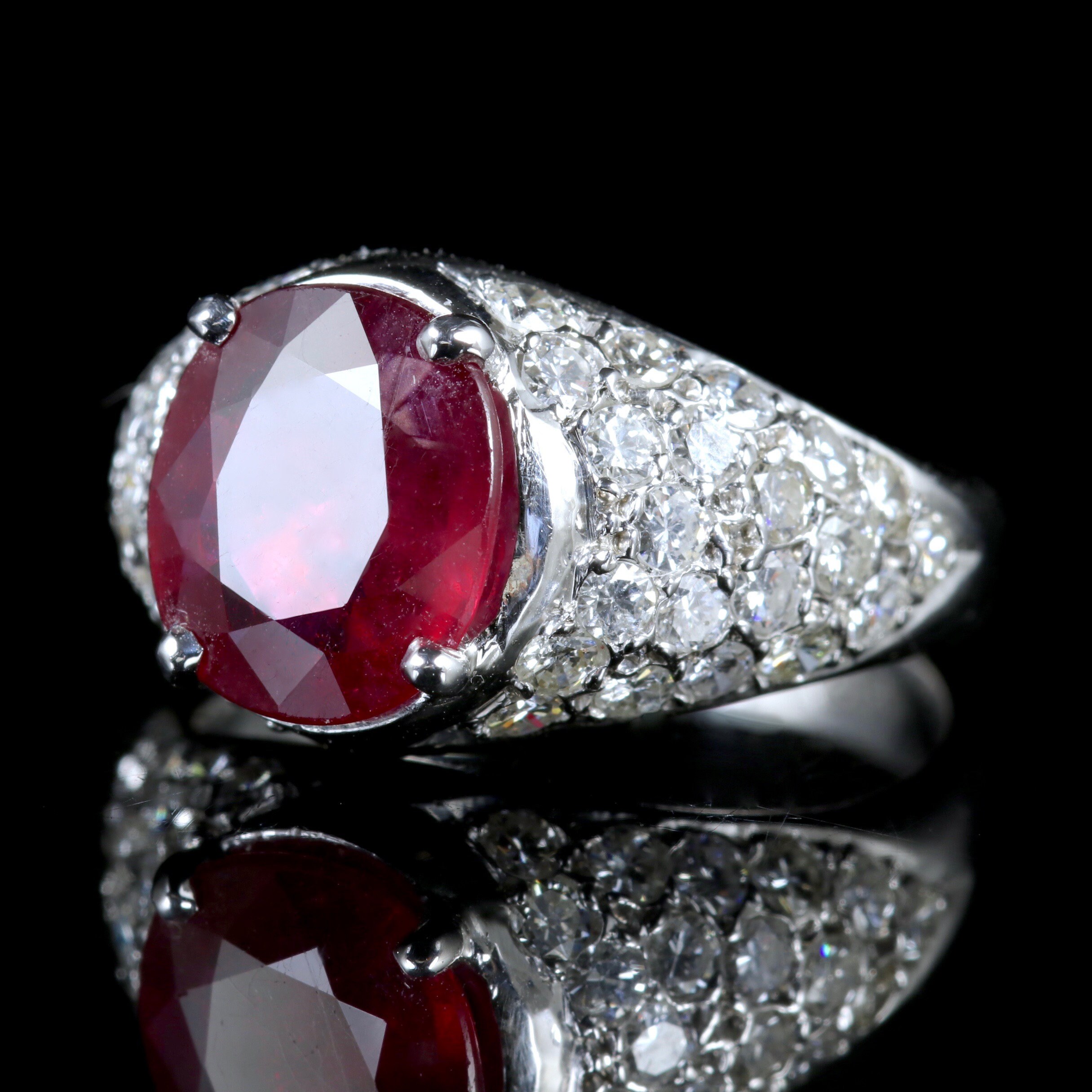 Ruby Diamond Ring 18ct White Gold 2.80ct Ruby Ring | Etsy