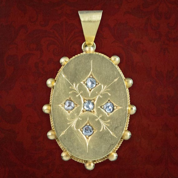 Antique Victorian Diamond Locket 15ct Gold