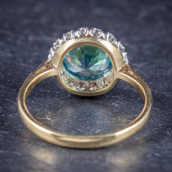 Antique Edwardian Blue Zircon Ring 18Ct Gold Plat… - image 4