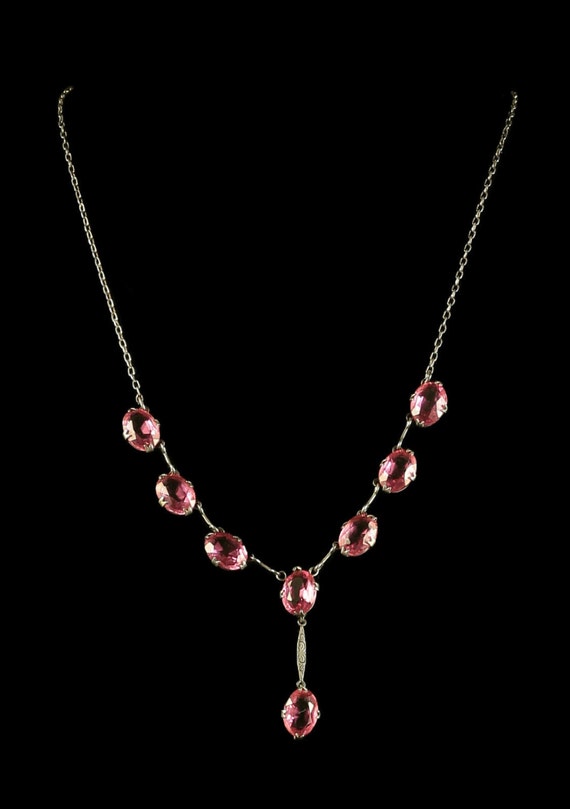Antique Victorian Pink Paste Necklace - Circa 1900