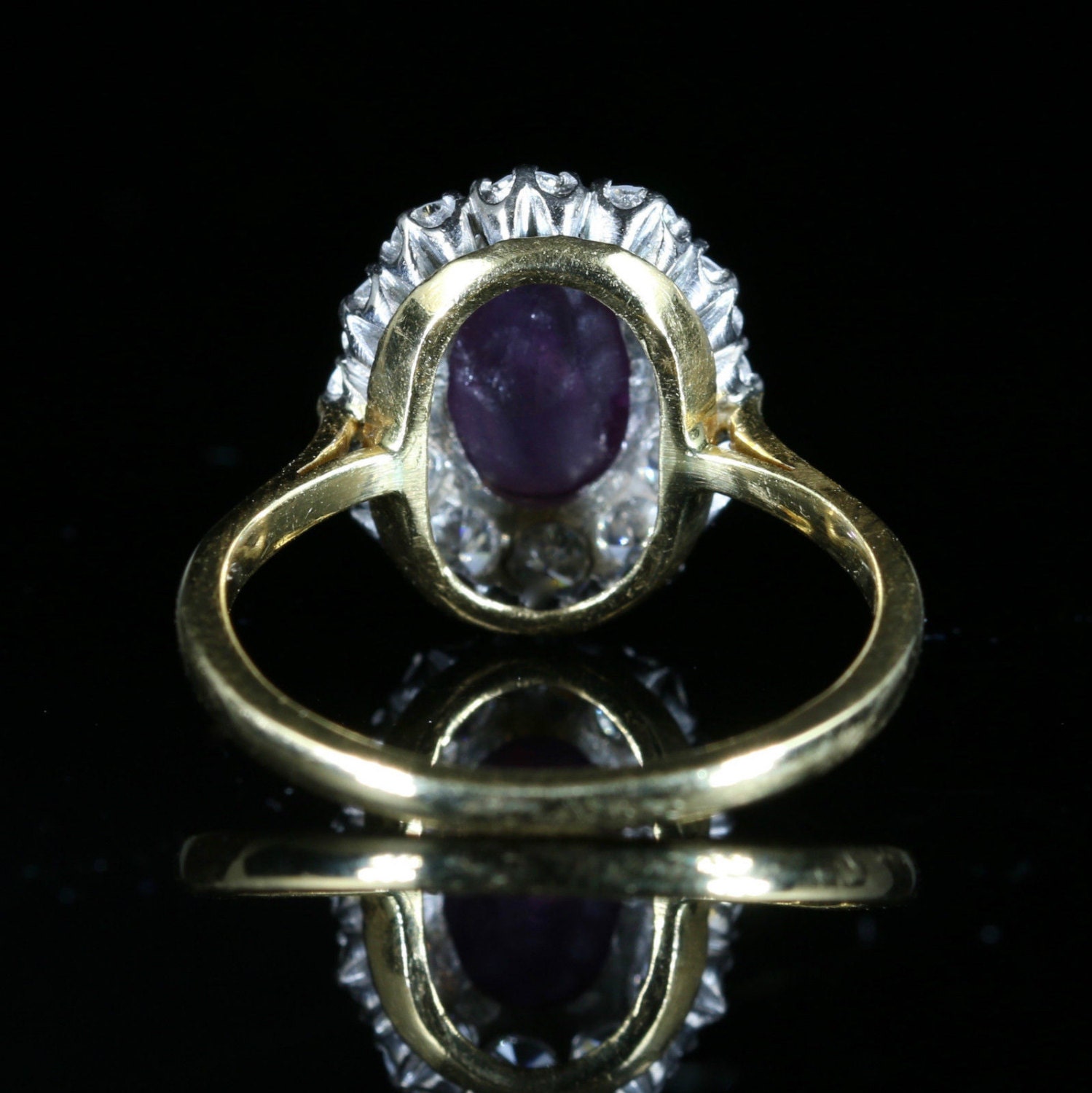 Antique Edwardian Cabochon Star Ruby Diamond Ring 18ct Gold Circa 1901