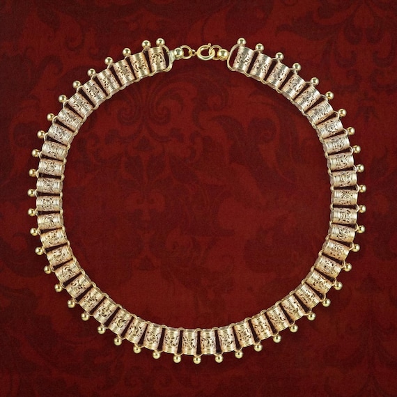 Antique Victorian Collar Necklace Silver 18ct Gold Gilt