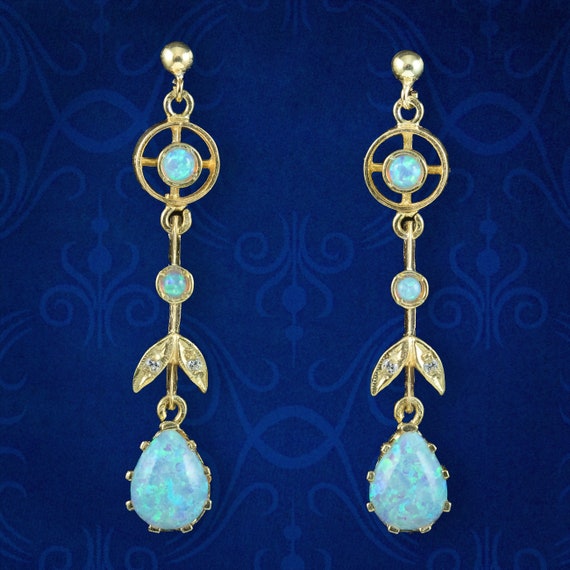 Opal Drop Earrings Silver 18ct Gold Gilt