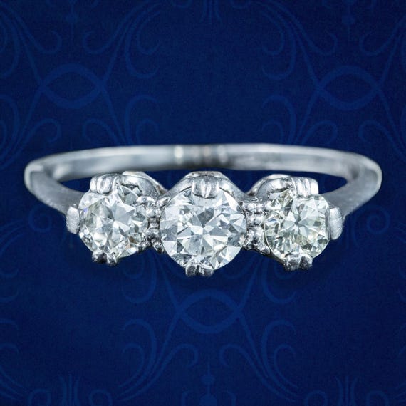 Antique Edwardian Diamond Trilogy Ring 0.90ct Total