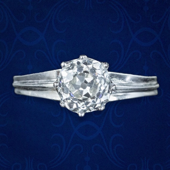 Edwardian Style Diamond Solitaire Ring 1.61ct Diamond With Cert
