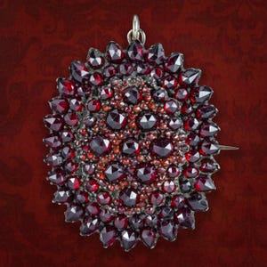 Antique Victorian Bohemian Garnet Locket Brooch