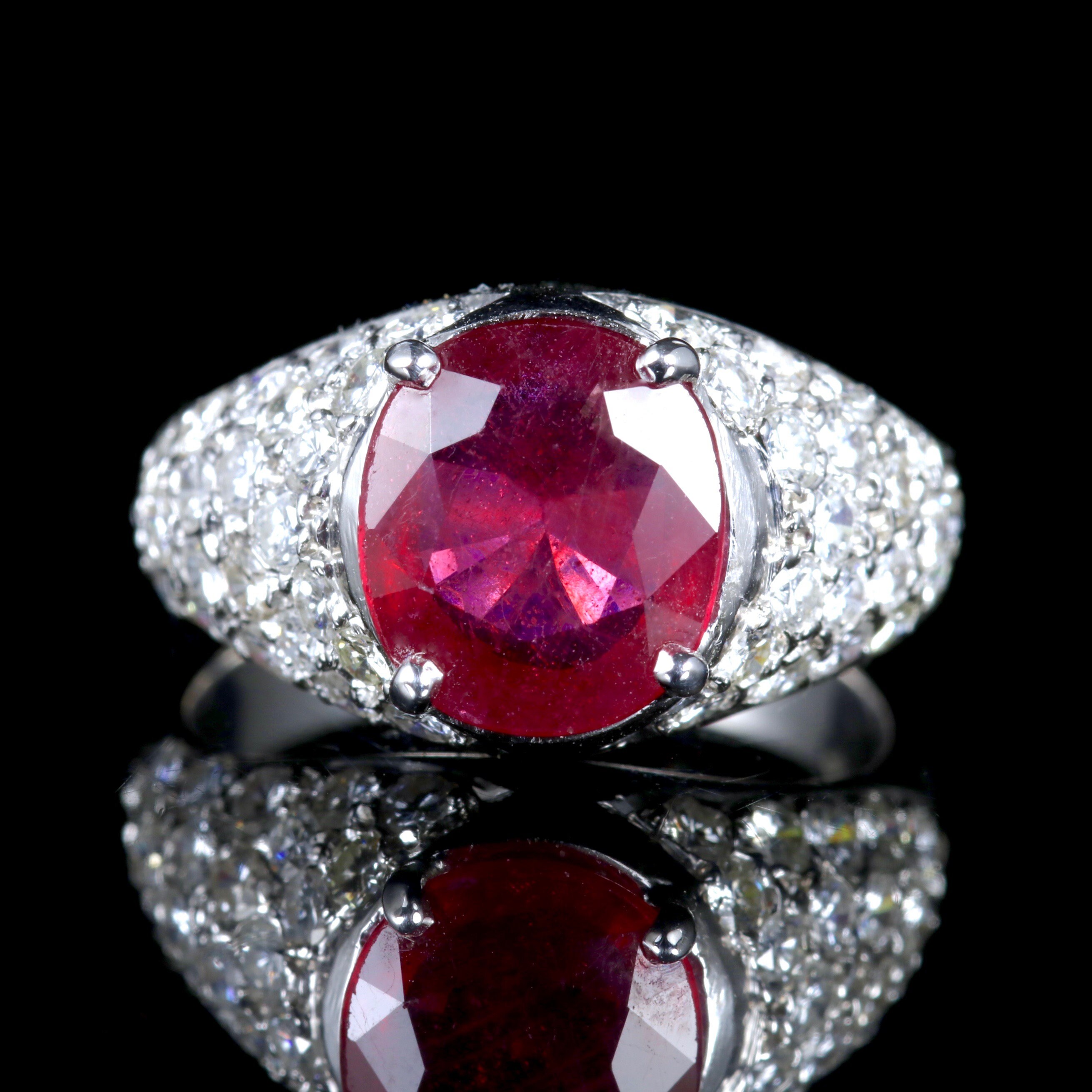 Ruby Diamond Ring 18ct White Gold 2.80ct Ruby Ring