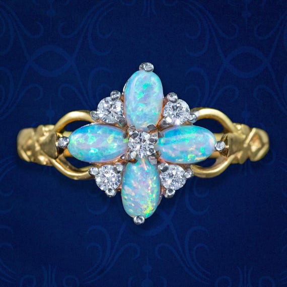 Victorian Style Opal CZ Cluster Ring