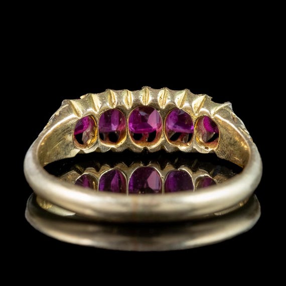 Antique Victorian Ruby Five Stone Ring 0.90ct Tot… - image 4