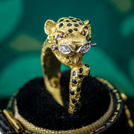 Leopard Ring Ruby Diamond 18ct Gold - image 9