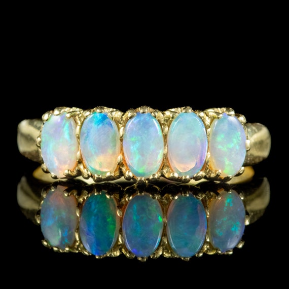 Buy Victorian Style Five Stone Opal Ring 1.25ct of Opal Online in India -  Etsy