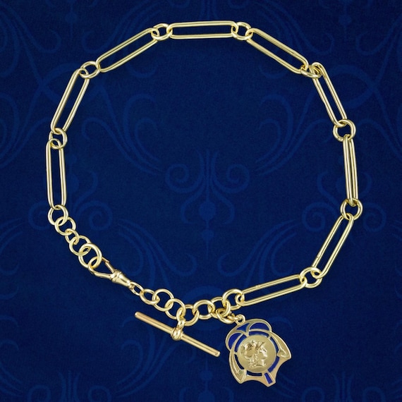 Antique Victorian Albert Chain With Medallion Silver 18ct Gold Cased
