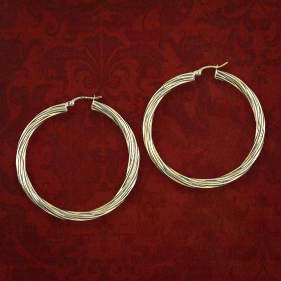 Vintage Large Hoop Earrings 9ct Gold Unoaerre
