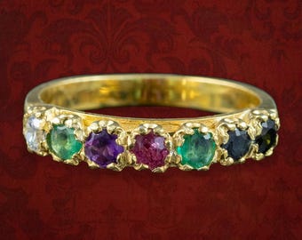 Victorian Style Acrostic Dearest Gemstone Ring
