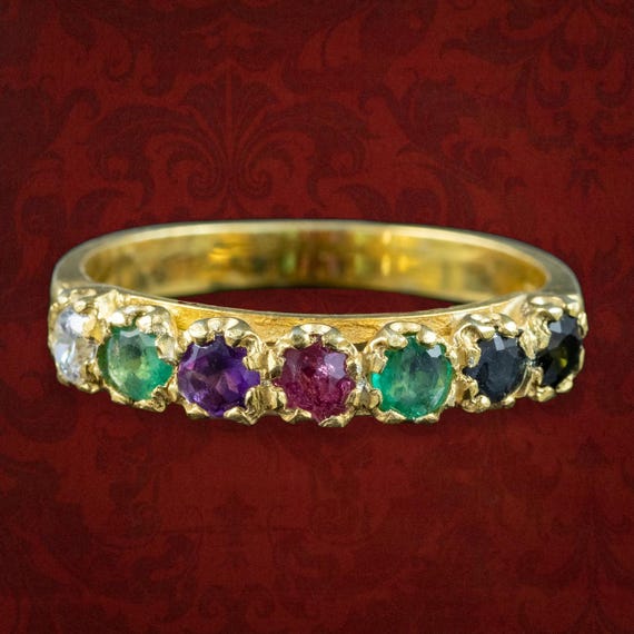 Victorian Style Acrostic Dearest Gemstone Ring
