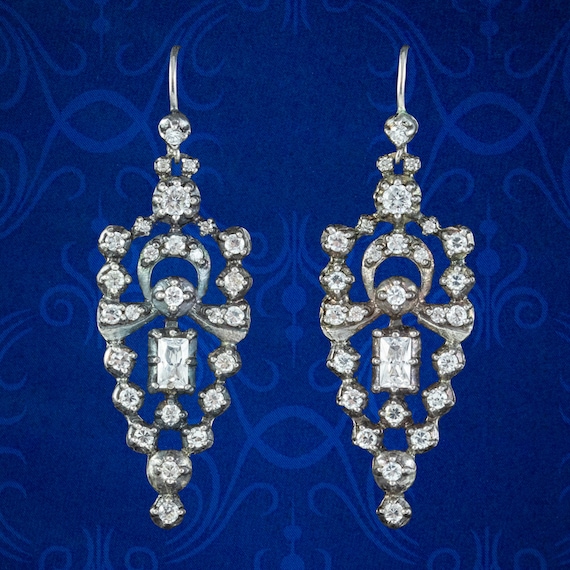 Edwardian Style Cz Earrings Sterling Silver
